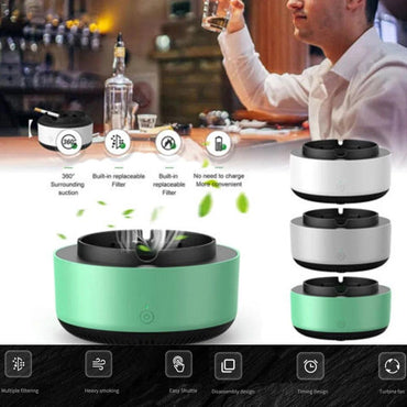 Smokeless Ashtray with Air Purifier – Portable Smoke & Odor Remover for Home & Car