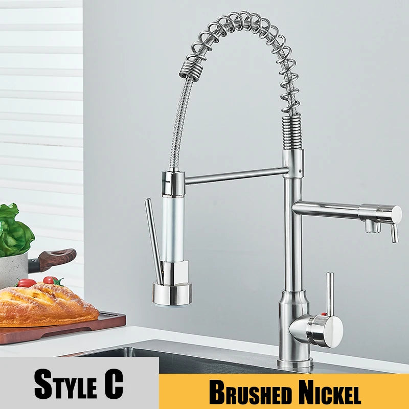 Pull Down Kitchen Sink Faucet – Hot & Cold Mixer, Dual Mode, 360° Rotating Tap