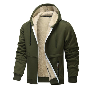 Casual Hoodies For Men Heavyweight Fleece Sweatshirt Winter Thick Sherpa Lined Hooded Zipper Jacket Thick Streetwear Coats - TREASURE ESHOP