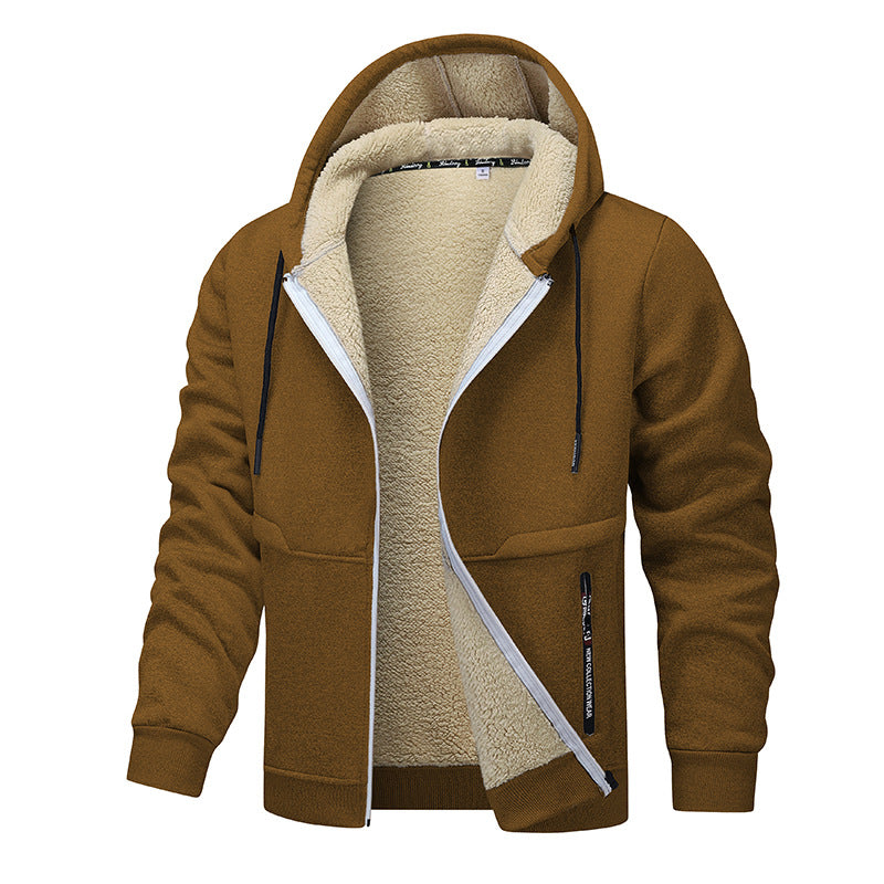 Casual Hoodies For Men Heavyweight Fleece Sweatshirt Winter Thick Sherpa Lined Hooded Zipper Jacket Thick Streetwear Coats - TREASURE ESHOP