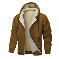Casual Hoodies For Men Heavyweight Fleece Sweatshirt Winter Thick Sherpa Lined Hooded Zipper Jacket Thick Streetwear Coats - TREASURE ESHOP
