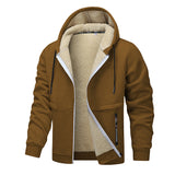 Casual Hoodies For Men Heavyweight Fleece Sweatshirt Winter Thick Sherpa Lined Hooded Zipper Jacket Thick Streetwear Coats - TREASURE ESHOP