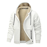 Casual Hoodies For Men Heavyweight Fleece Sweatshirt Winter Thick Sherpa Lined Hooded Zipper Jacket Thick Streetwear Coats - TREASURE ESHOP