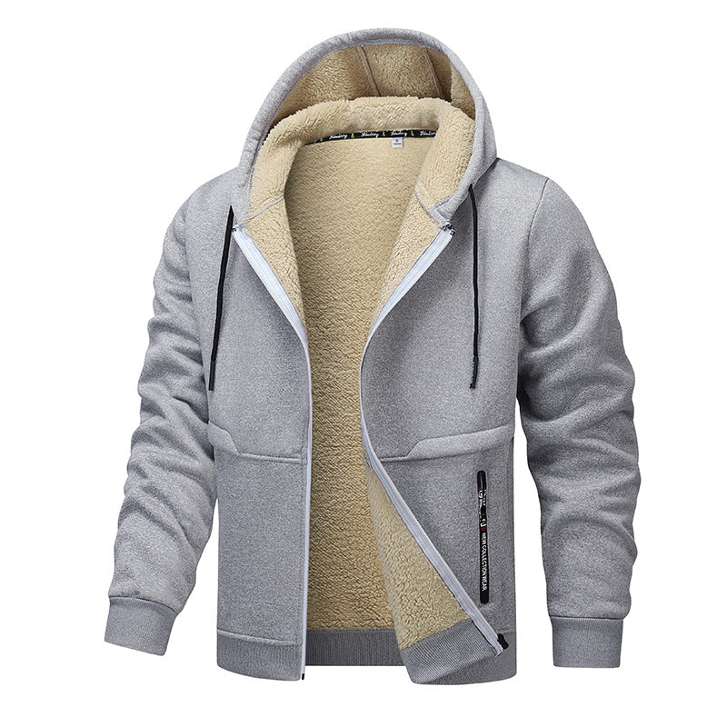 Casual Hoodies For Men Heavyweight Fleece Sweatshirt Winter Thick Sherpa Lined Hooded Zipper Jacket Thick Streetwear Coats - TREASURE ESHOP