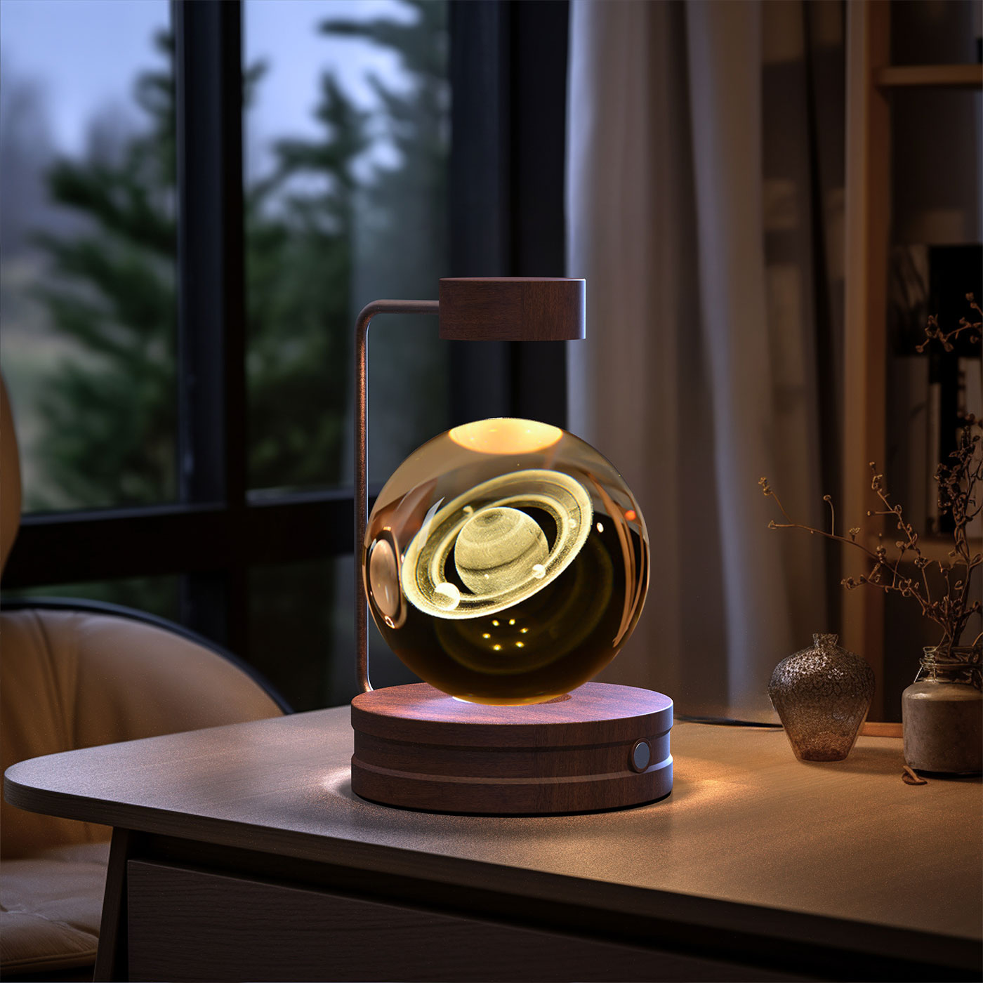 Magisches 3D Dinosaurier Nachtlicht – Kristall Kugel LED Lampe mit Warmlicht