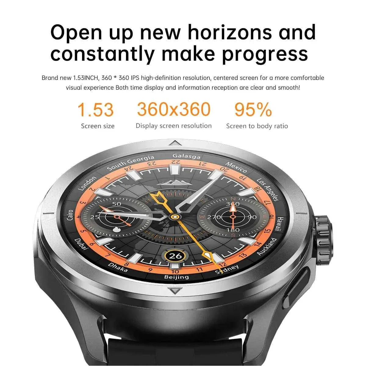 Ultra Outdoor Sports Smartwatch Men – 1.53” AMOLED HD, GPS, NFC, Compass, Heart Rate, Waterproof Bluetooth Calling Watch