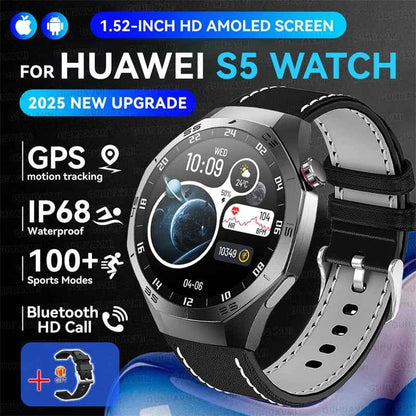 Men’s Smartwatch GT5 Pro – 1.52" HD AMOLED | GPS, Bluetooth Calling, Heart Rate Fitness Tracker | IP68 Waterproof