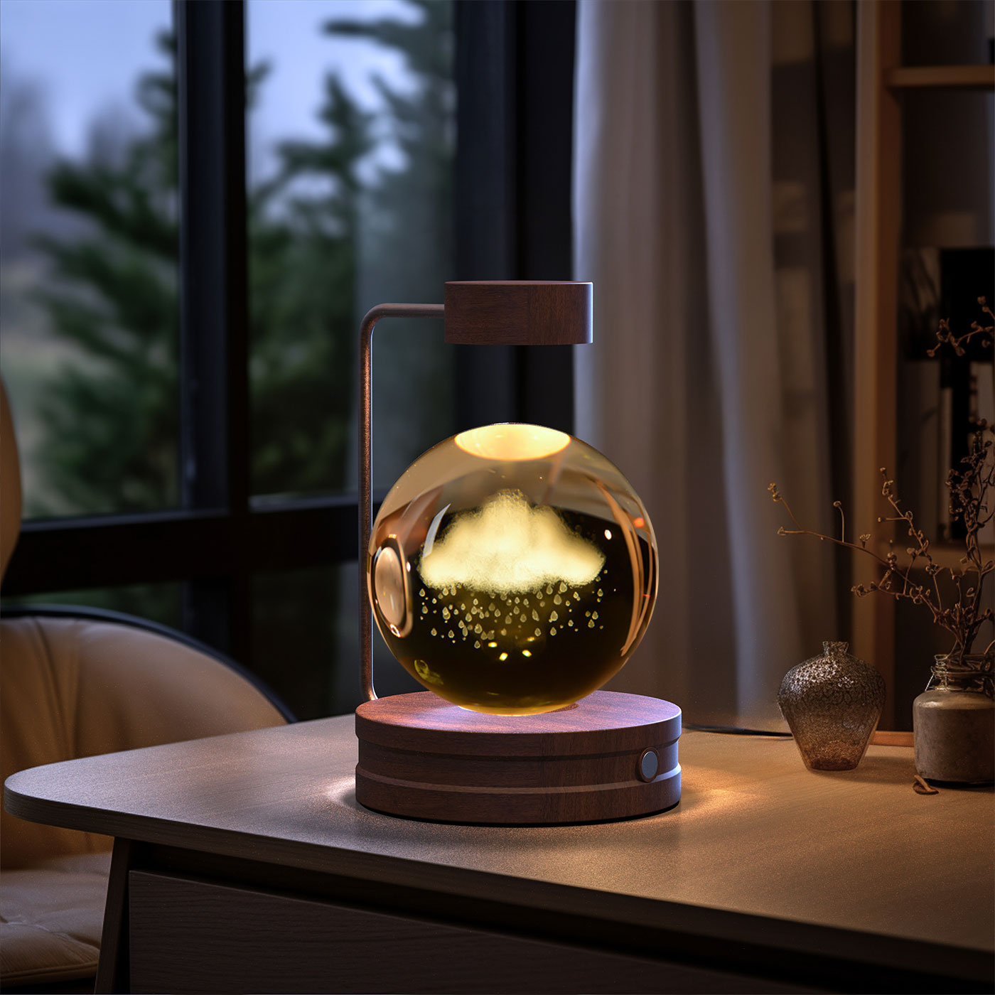 Magisches 3D Dinosaurier Nachtlicht – Kristall Kugel LED Lampe mit Warmlicht