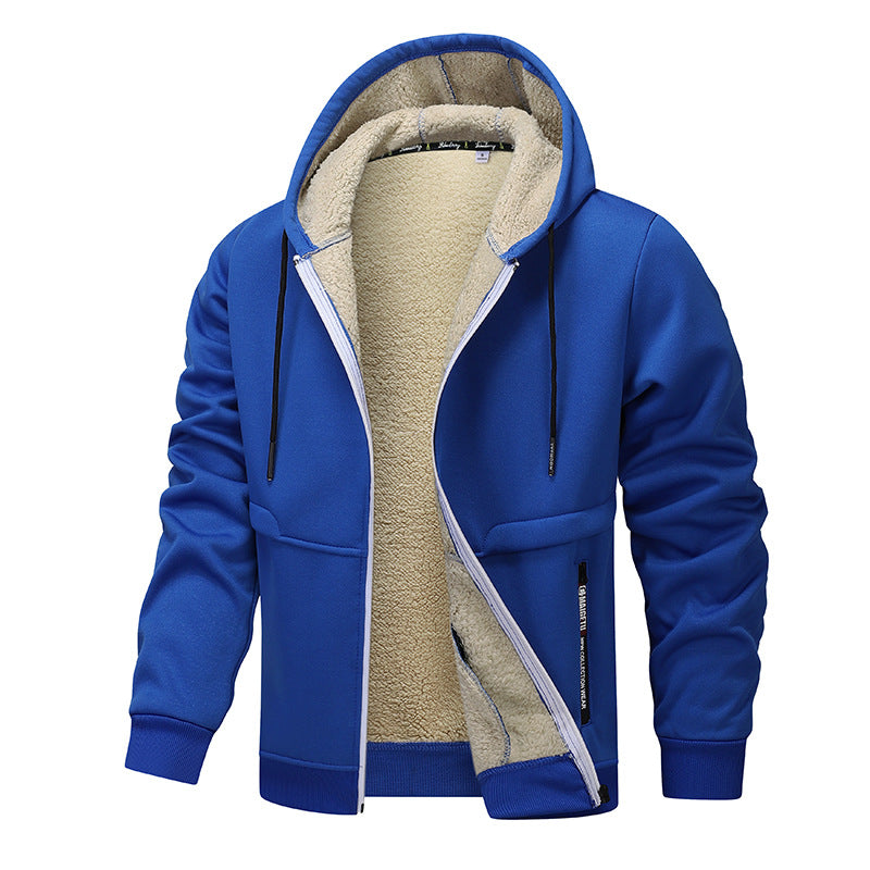 Casual Hoodies For Men Heavyweight Fleece Sweatshirt Winter Thick Sherpa Lined Hooded Zipper Jacket Thick Streetwear Coats - TREASURE ESHOP