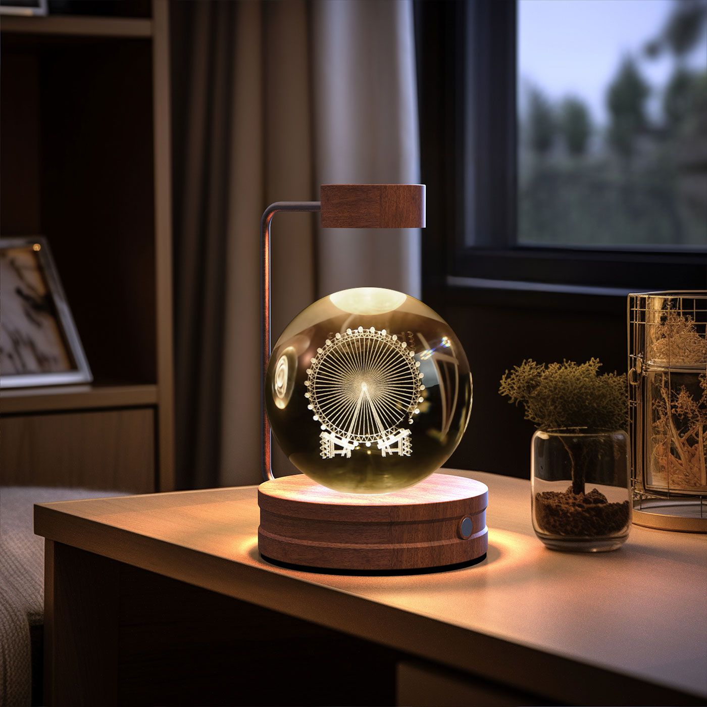 Magisches 3D Dinosaurier Nachtlicht – Kristall Kugel LED Lampe mit Warmlicht