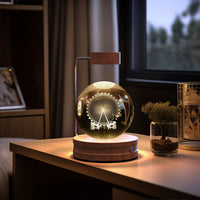 Magisches 3D Dinosaurier Nachtlicht – Kristall Kugel LED Lampe mit Warmlicht