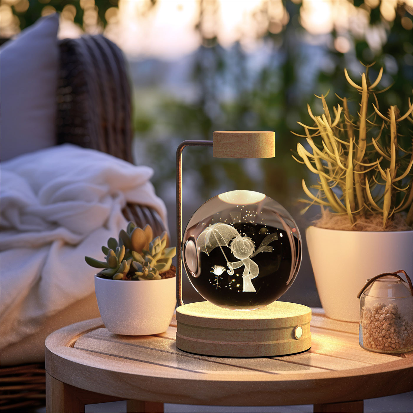 Magisches 3D Dinosaurier Nachtlicht – Kristall Kugel LED Lampe mit Warmlicht
