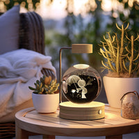 Magisches 3D Dinosaurier Nachtlicht – Kristall Kugel LED Lampe mit Warmlicht