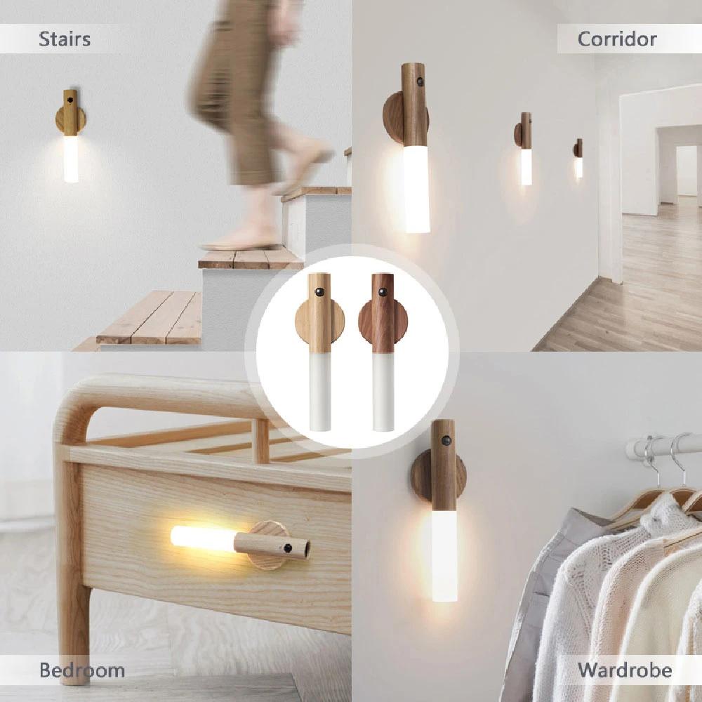 Motion Sensor LED Night Light – Wireless Magnetic USB Rechargeable Lamp for Home