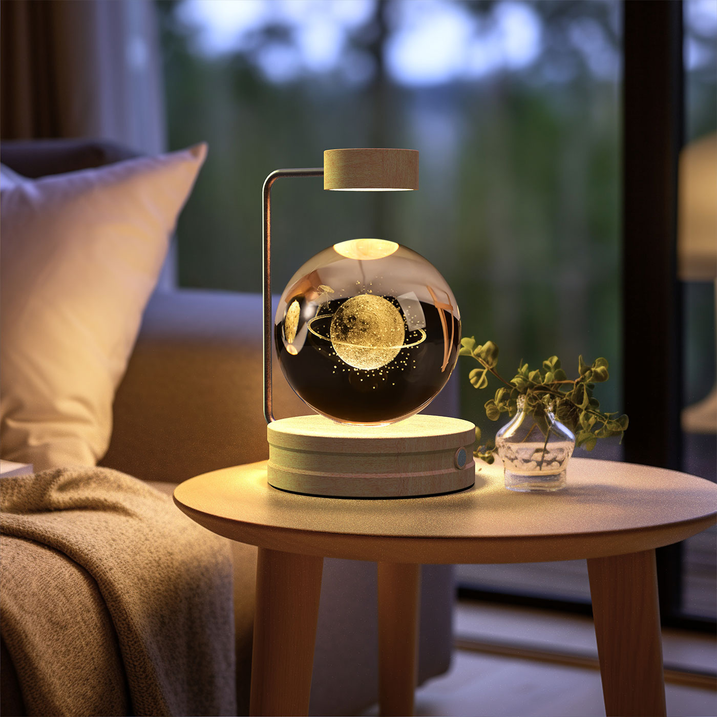 Magisches 3D Dinosaurier Nachtlicht – Kristall Kugel LED Lampe mit Warmlicht