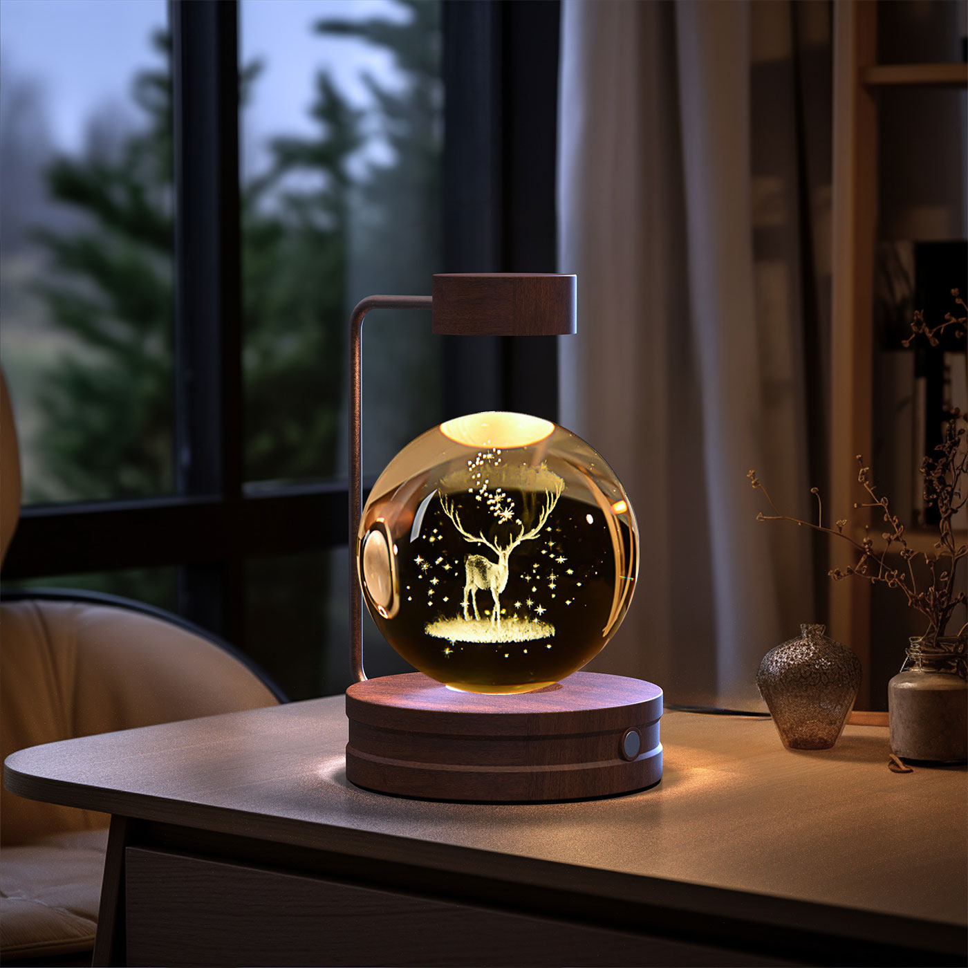 Magisches 3D Dinosaurier Nachtlicht – Kristall Kugel LED Lampe mit Warmlicht