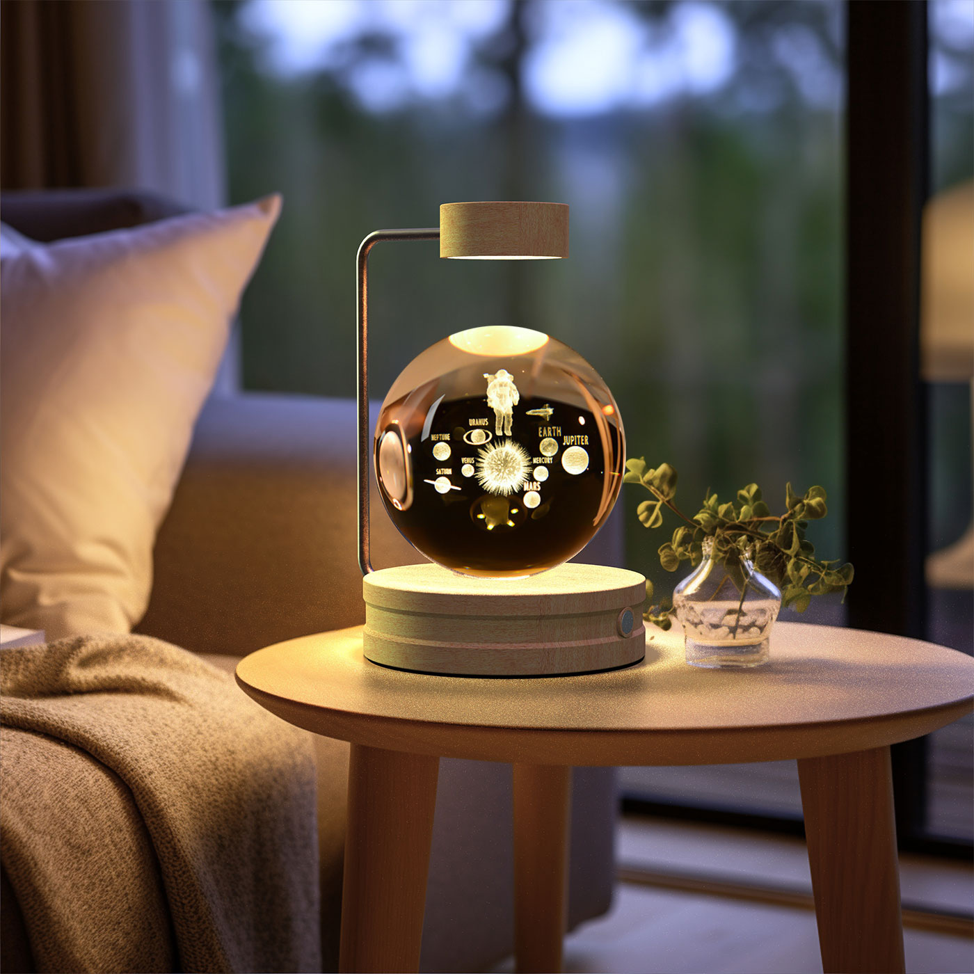 Magisches 3D Dinosaurier Nachtlicht – Kristall Kugel LED Lampe mit Warmlicht