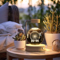 Magisches 3D Dinosaurier Nachtlicht – Kristall Kugel LED Lampe mit Warmlicht