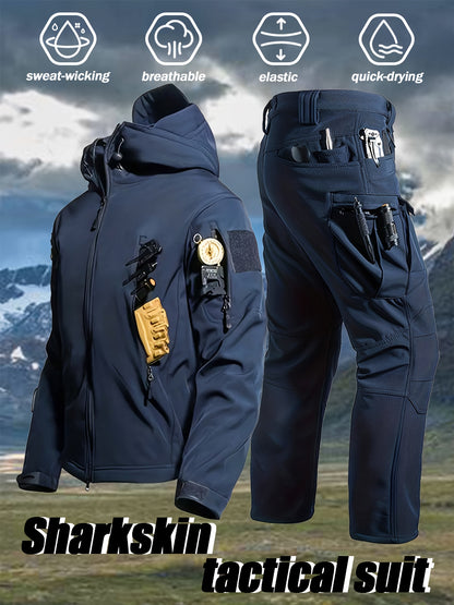 Men’s Winter Sharkskin Softshell Jacket & Pants Set – Thermal Outdoor Suit