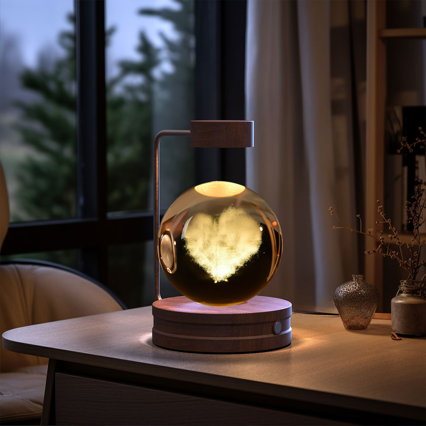 Magisches 3D Dinosaurier Nachtlicht – Kristall Kugel LED Lampe mit Warmlicht