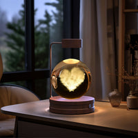 Magisches 3D Dinosaurier Nachtlicht – Kristall Kugel LED Lampe mit Warmlicht