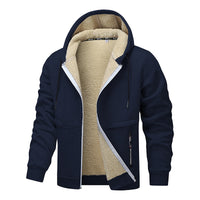 Casual Hoodies For Men Heavyweight Fleece Sweatshirt Winter Thick Sherpa Lined Hooded Zipper Jacket Thick Streetwear Coats - TREASURE ESHOP