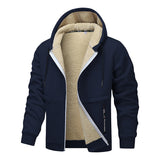 Casual Hoodies For Men Heavyweight Fleece Sweatshirt Winter Thick Sherpa Lined Hooded Zipper Jacket Thick Streetwear Coats - TREASURE ESHOP