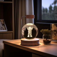 Magisches 3D Dinosaurier Nachtlicht – Kristall Kugel LED Lampe mit Warmlicht