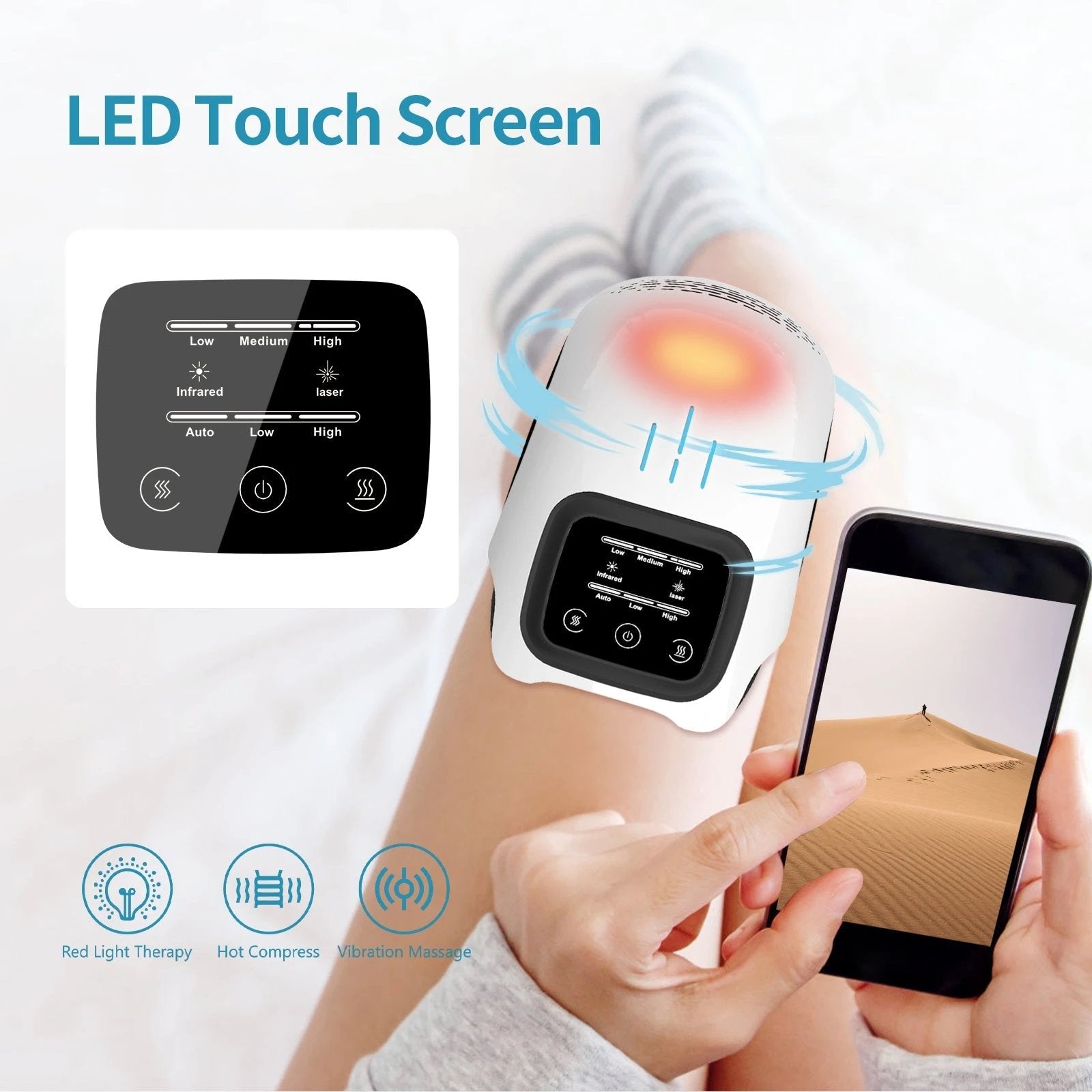 Heated Knee Massager with Infrared & Vibration – Wireless Pain Relief Device