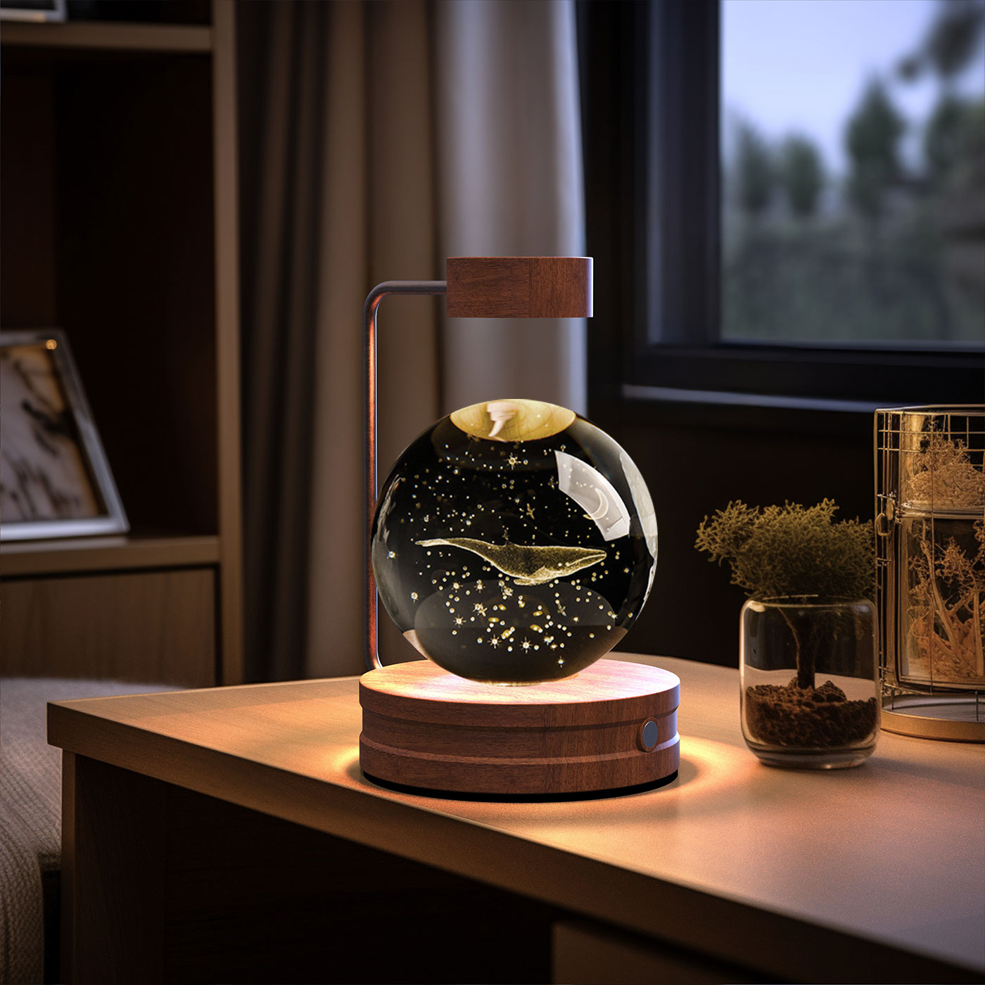 Magisches 3D Dinosaurier Nachtlicht – Kristall Kugel LED Lampe mit Warmlicht