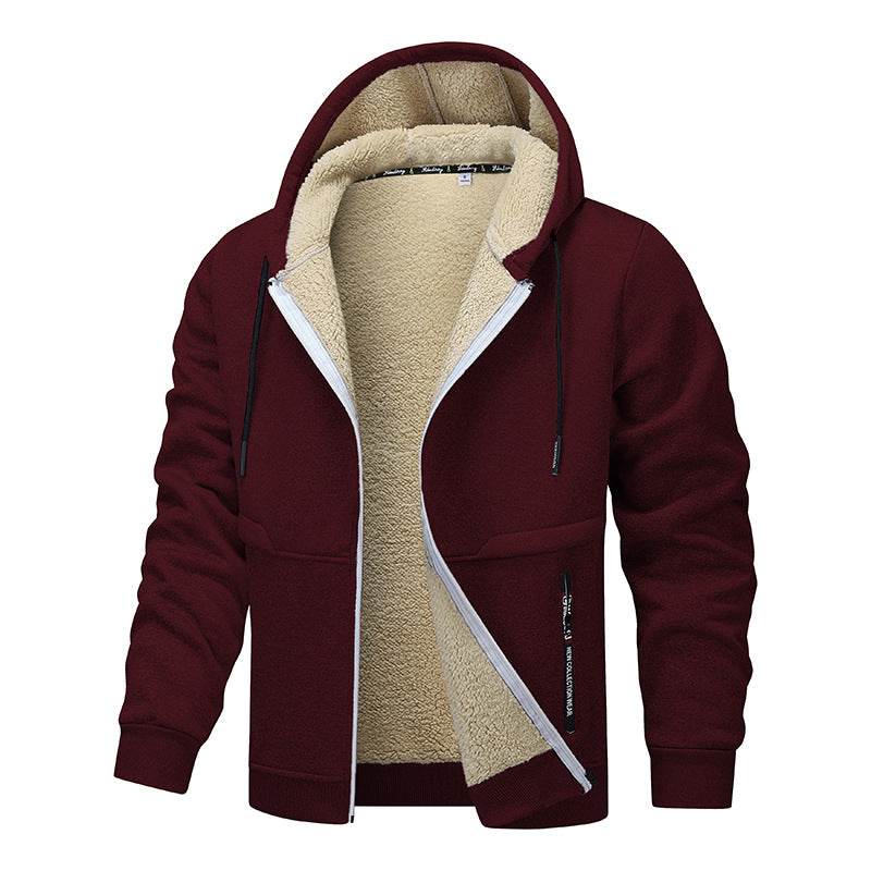 Casual Hoodies For Men Heavyweight Fleece Sweatshirt Winter Thick Sherpa Lined Hooded Zipper Jacket Thick Streetwear Coats - TREASURE ESHOP