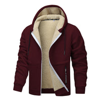 Casual Hoodies For Men Heavyweight Fleece Sweatshirt Winter Thick Sherpa Lined Hooded Zipper Jacket Thick Streetwear Coats - TREASURE ESHOP
