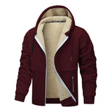 Casual Hoodies For Men Heavyweight Fleece Sweatshirt Winter Thick Sherpa Lined Hooded Zipper Jacket Thick Streetwear Coats - TREASURE ESHOP