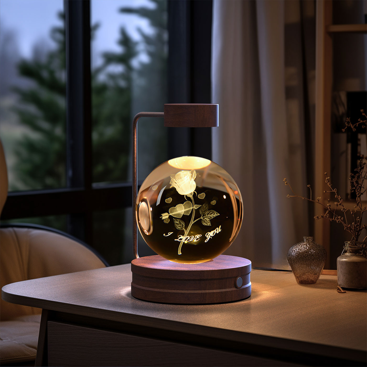 Magisches 3D Dinosaurier Nachtlicht – Kristall Kugel LED Lampe mit Warmlicht
