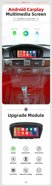BMW E60 E90 CarPlay Android Auto | 8.8” Android 12 Multimedia - TREASURE ESHOP