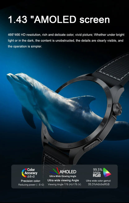 ECG+PPG Laser Health Smartwatch ET485 – Blood Pressure, Heart Rate, Uric Acid Body Composition | 1.43” AMOLED - TREASURE ESHOP