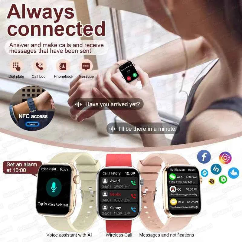 Women’s Smartwatch – AI Health Diagnosis, HRV + PPG, Blood Pressure &amp; SpO2 | 1.85” AMOLED | Bluetooth Call + NFC