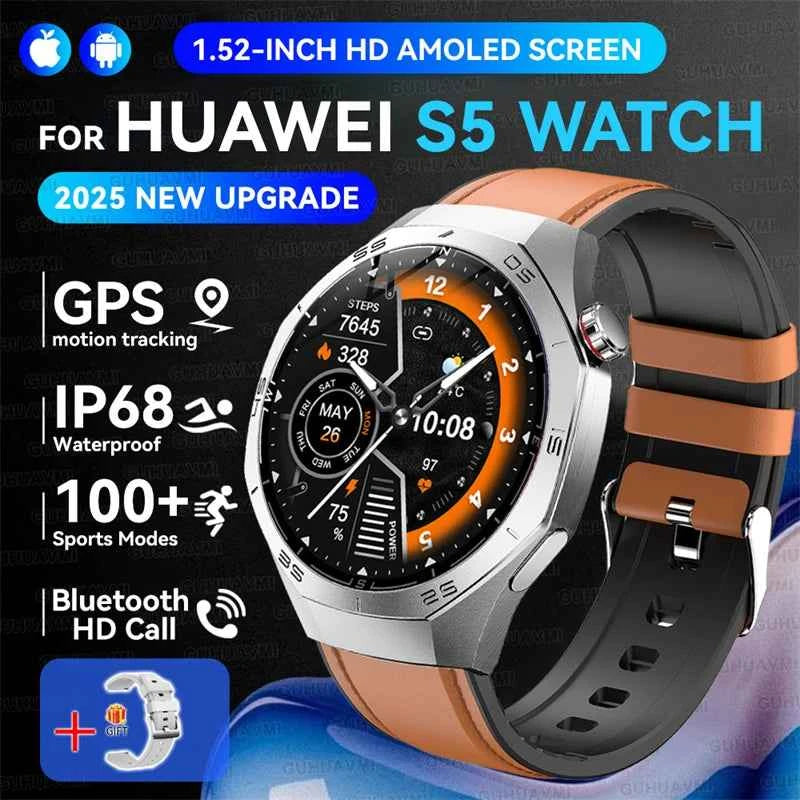 Men’s Smartwatch GT5 Pro – 1.52" HD AMOLED | GPS, Bluetooth Calling, Heart Rate Fitness Tracker | IP68 Waterproof