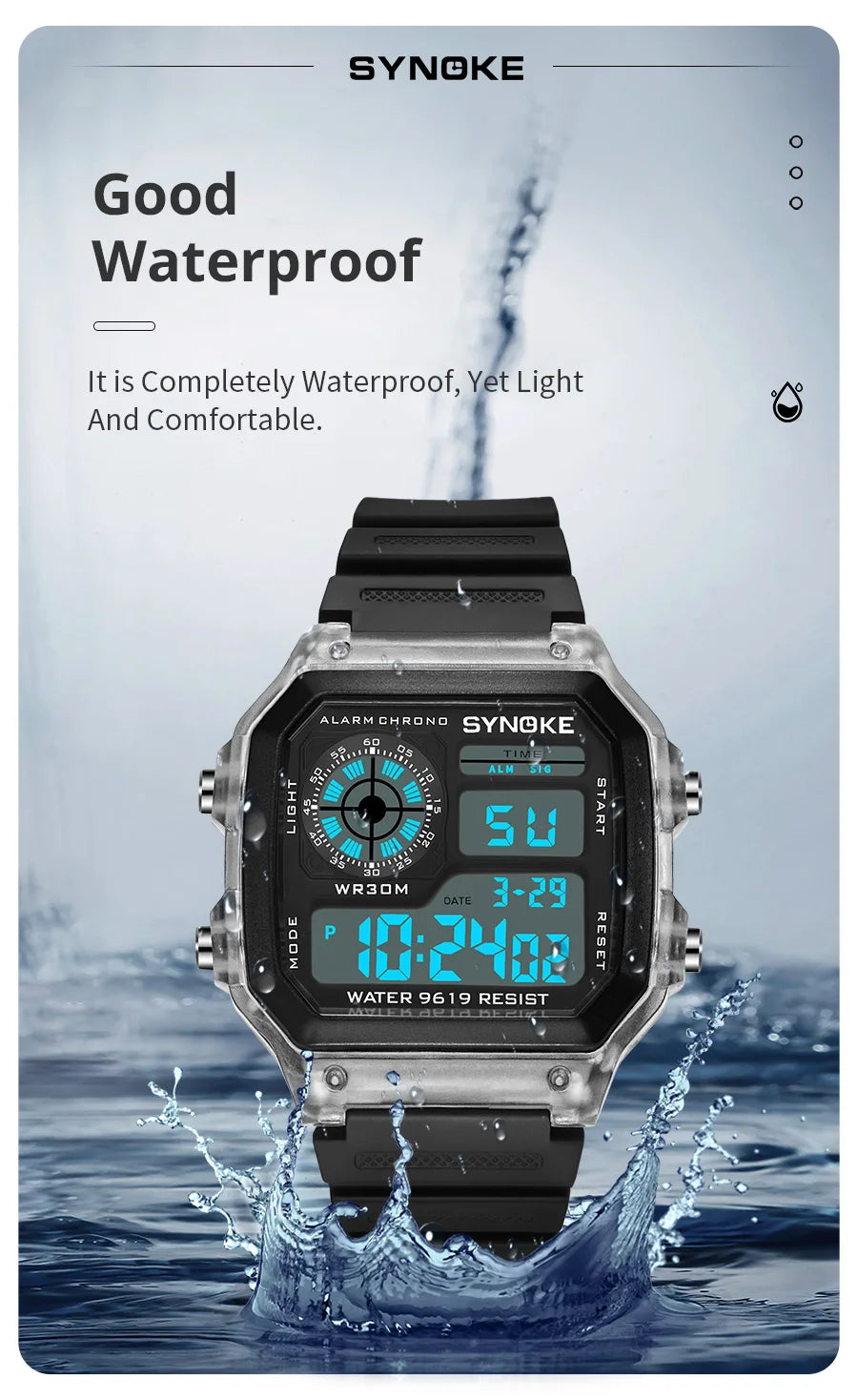 Men’s Digital Sports Waterproof Watch – Chronograph, Alarm, Backlight, Shock Resistant - TREASURE ESHOP