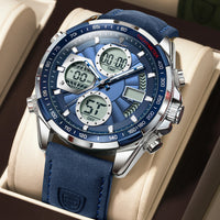 LED Men’s Watch – Luminous Dual Time Display with Alarm Chronograph - TREASURE ESHOP