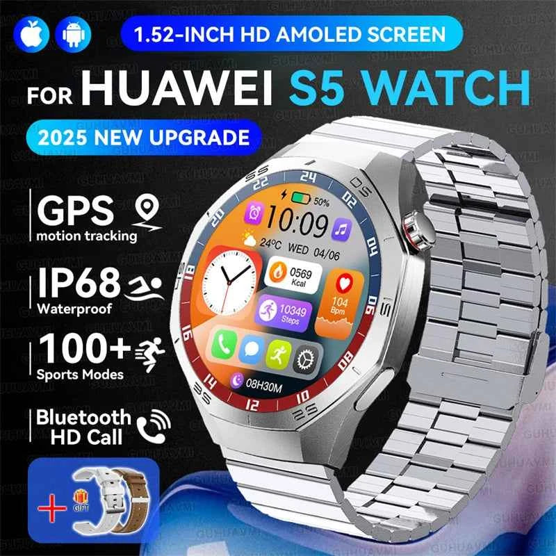 Men’s Smartwatch GT5 Pro – 1.52" HD AMOLED | GPS, Bluetooth Calling, Heart Rate Fitness Tracker | IP68 Waterproof
