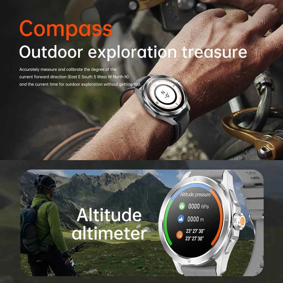 Ultra Outdoor Sports Smartwatch Men – 1.53” AMOLED HD, GPS, NFC, Compass, Heart Rate, Waterproof Bluetooth Calling Watch