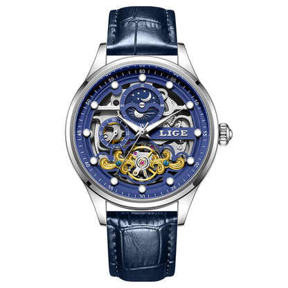 LIGE Men’s Automatic Mechanical Watch – Fashion Waterproof Skeleton Wristwatch - TREASURE ESHOP