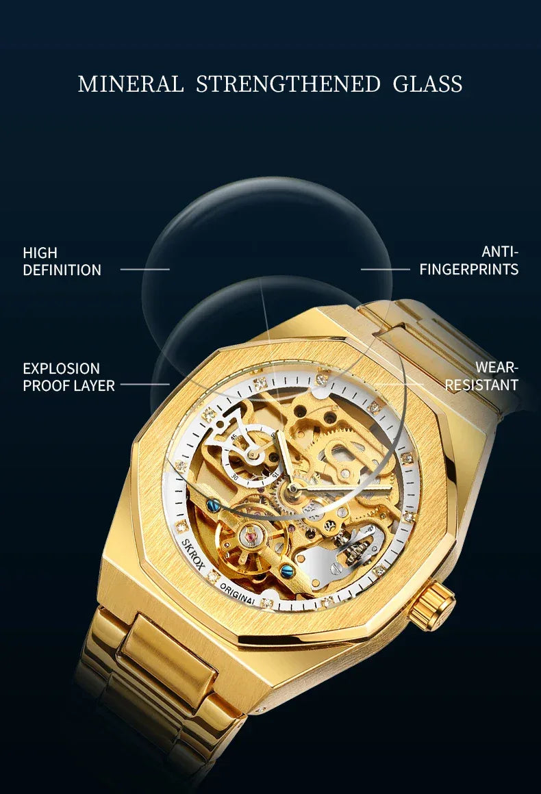 Luxury Automatic Skeleton Men’s Watch | Octagon Design - TREASURE ESHOP