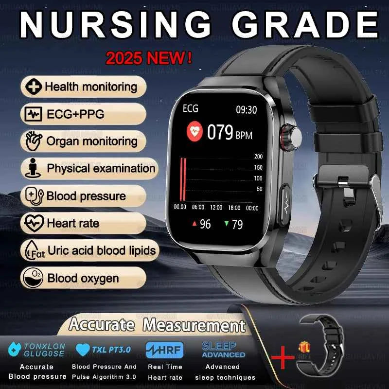 Men’s ECG+PPG Health Smartwatch – 2.04” AMOLED Sapphire, Blood Pressure, Oxygen, ECG, Body Composition, Bluetooth Call, IP68 Waterproof