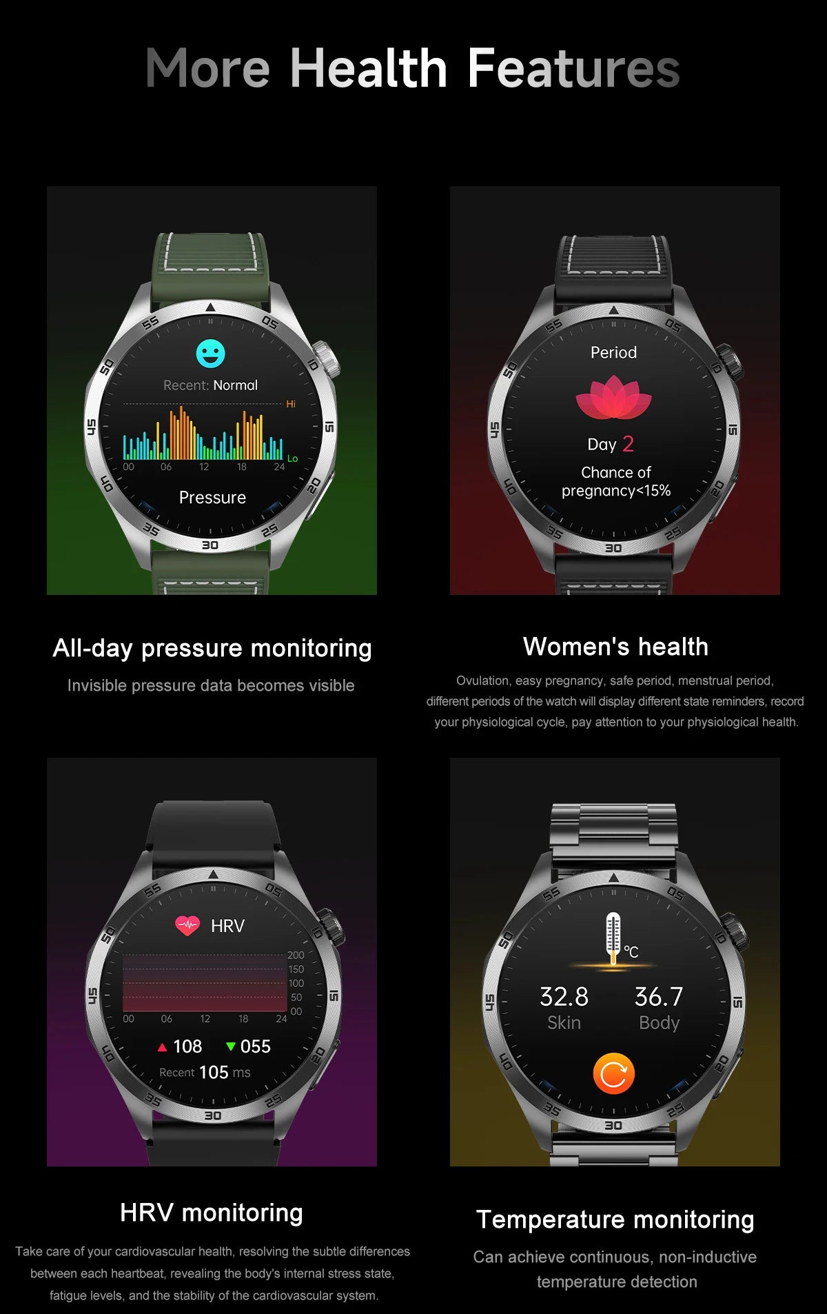 ECG+PPG Laser Health Smartwatch ET485 – Blood Pressure, Heart Rate, Uric Acid Body Composition | 1.43” AMOLED - TREASURE ESHOP