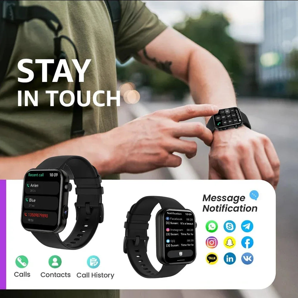 Smart Watch with Camera Video Recording – 1.91” Display, Bluetooth Call, Heart Rate Fitness Tracking | Android iOS - TREASURE ESHOP