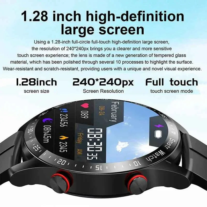 ChiBear Men’s Smartwatch – ECG+PPG Health Monitor | 1.28” HD Round Display | Bluetooth Call | Fitness &amp; Sports Waterproof Watch