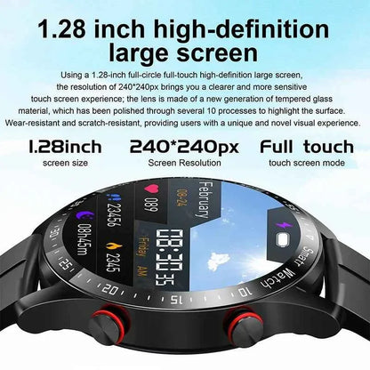 ChiBear Men’s Smartwatch – ECG+PPG Health Monitor | 1.28” HD Round Display | Bluetooth Call | Fitness &amp; Sports Waterproof Watch