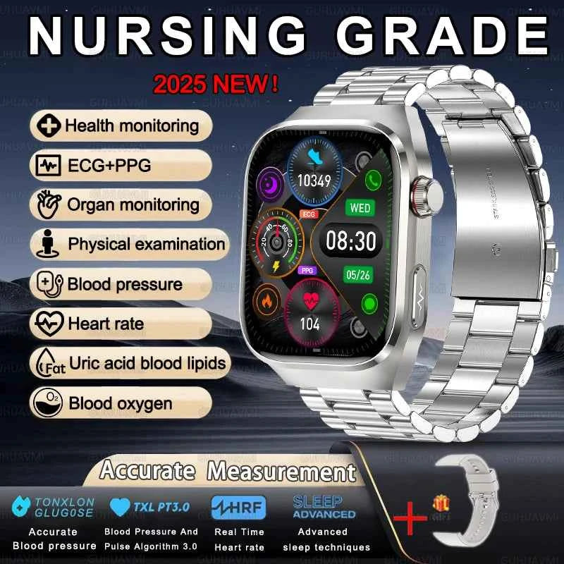 Men’s ECG+PPG Health Smartwatch – 2.04” AMOLED Sapphire, Blood Pressure, Oxygen, ECG, Body Composition, Bluetooth Call, IP68 Waterproof